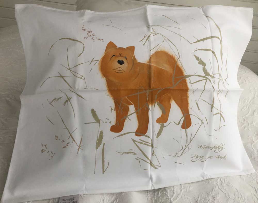 Käsinpainettu Kiinanpystykorva (chow chow), lyhytkarvainen – punainen -tyynyliina